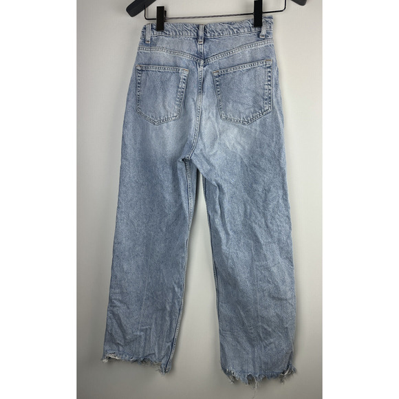 Reformation Wilder High Rise Wide Leg Cropped Jeans Raw Hem Rigid Denim Size 28 - Picture 14 of 14